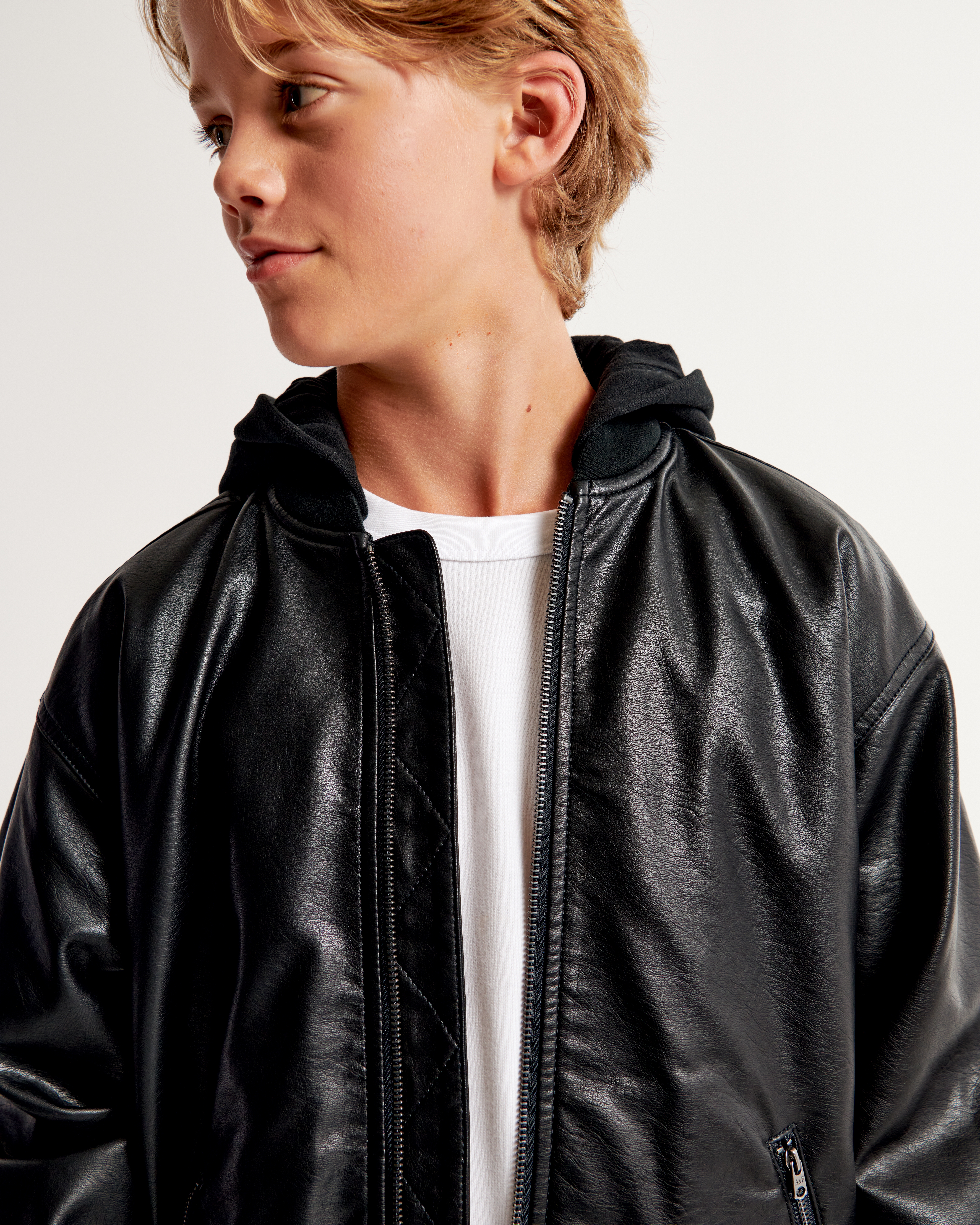 Boys leather clearance bomber jacket