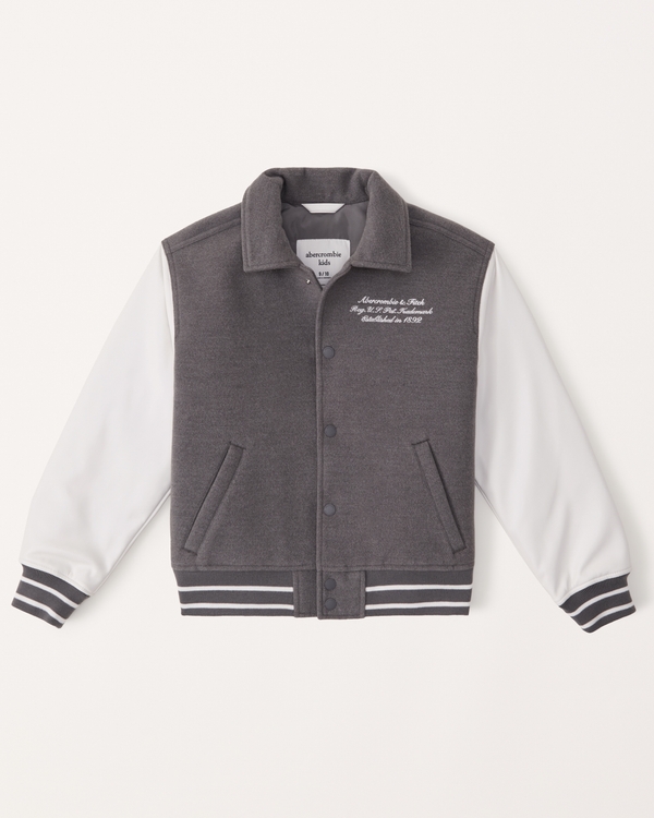 varsity bomber jacket, Grey