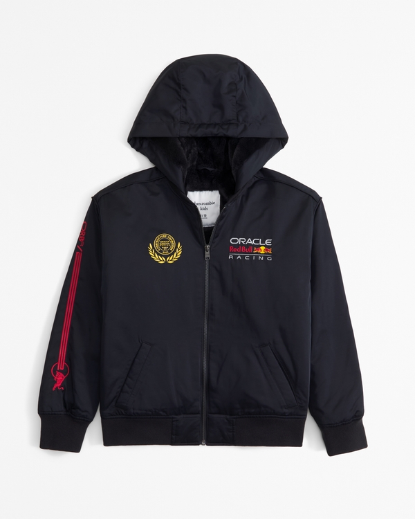 oracle red bull racing hooded bomber jacket, Black view 2