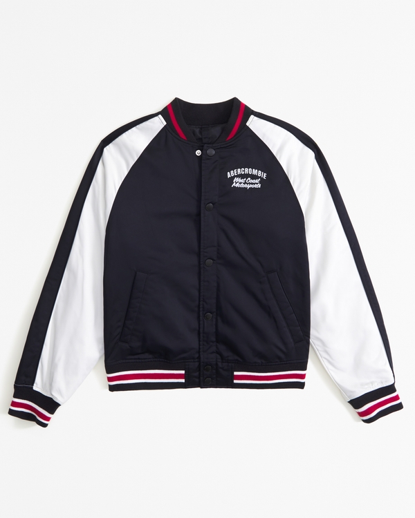 racing bomber jacket, Black And Cream