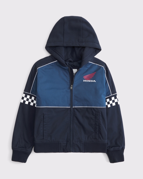 honda racing hooded bomber jacket, Deep Blue view 2