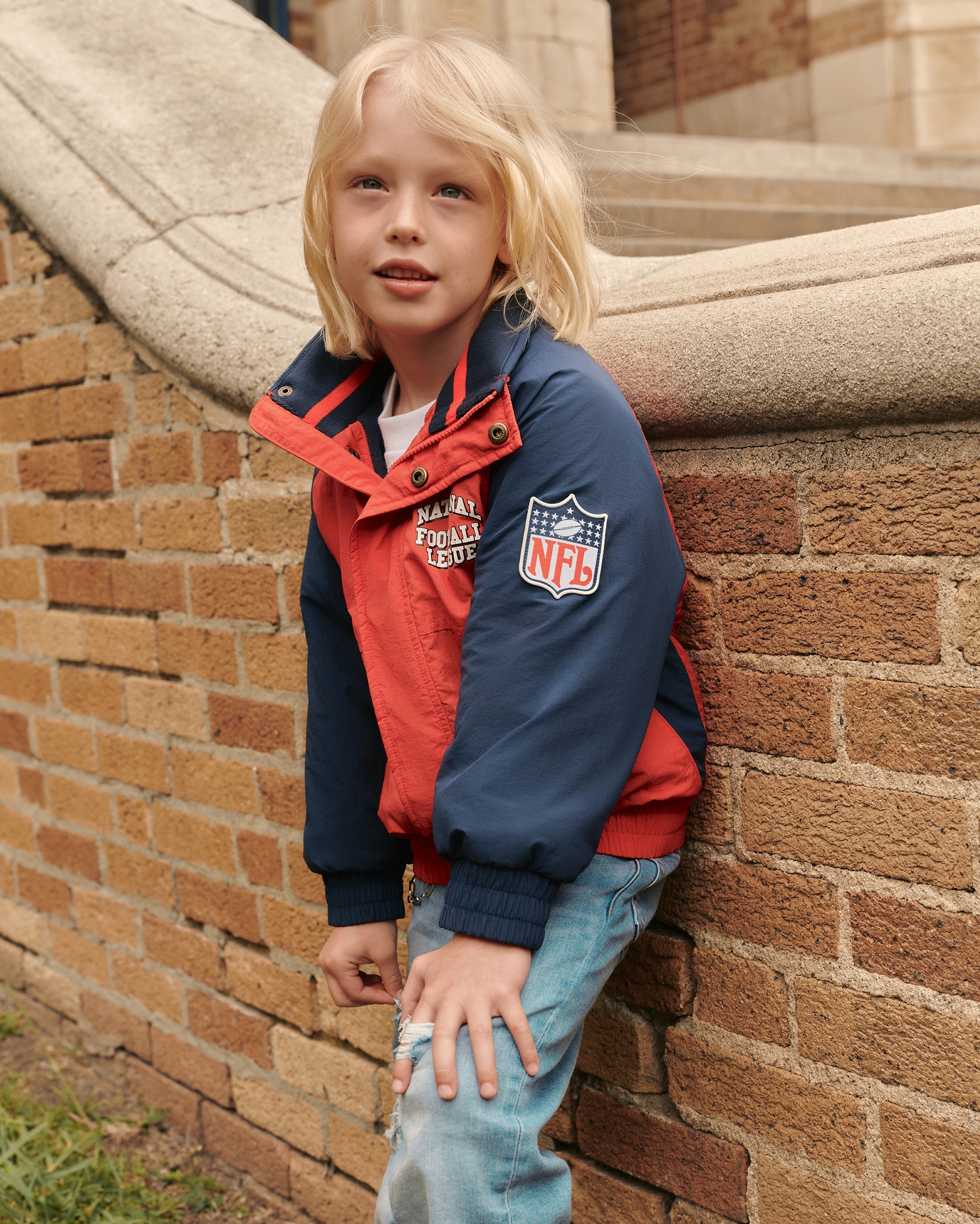 Abercrombie & Fitch Kids' Nfl Graphic Windbreaker In Blue