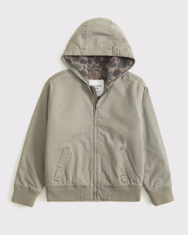 hooded workwear jacket, Olive Green view 1