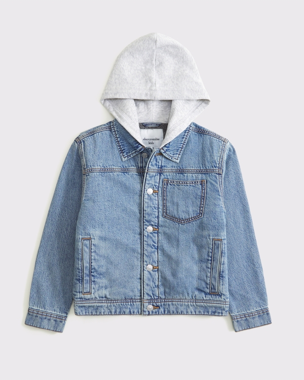 hooded denim jacket, Denim view 1