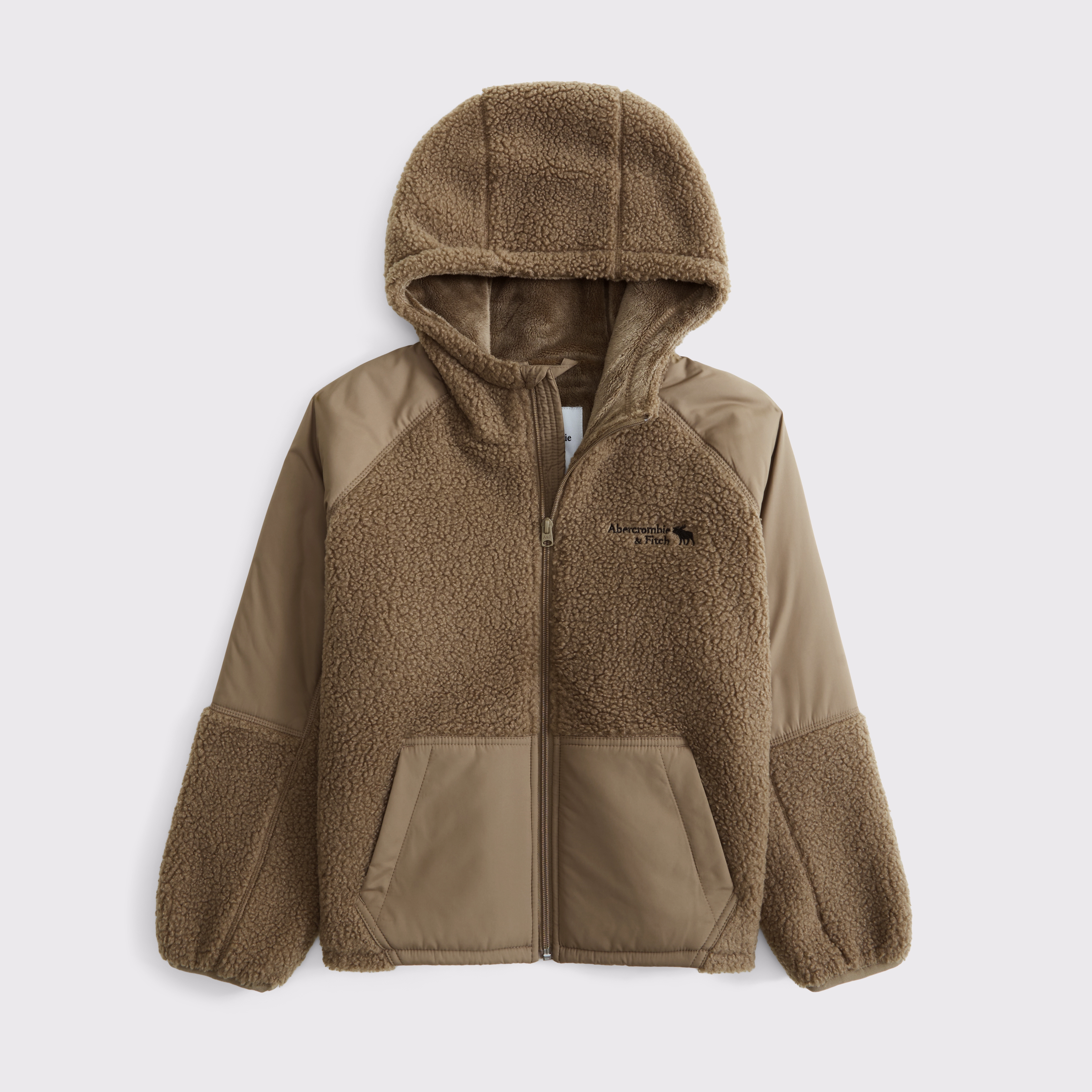Abercrombie & Fitch Kids' Sherpa-lined Nylon Jacket In Brown