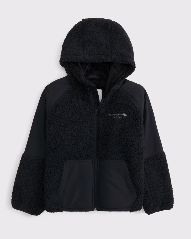 sherpa-lined nylon jacket