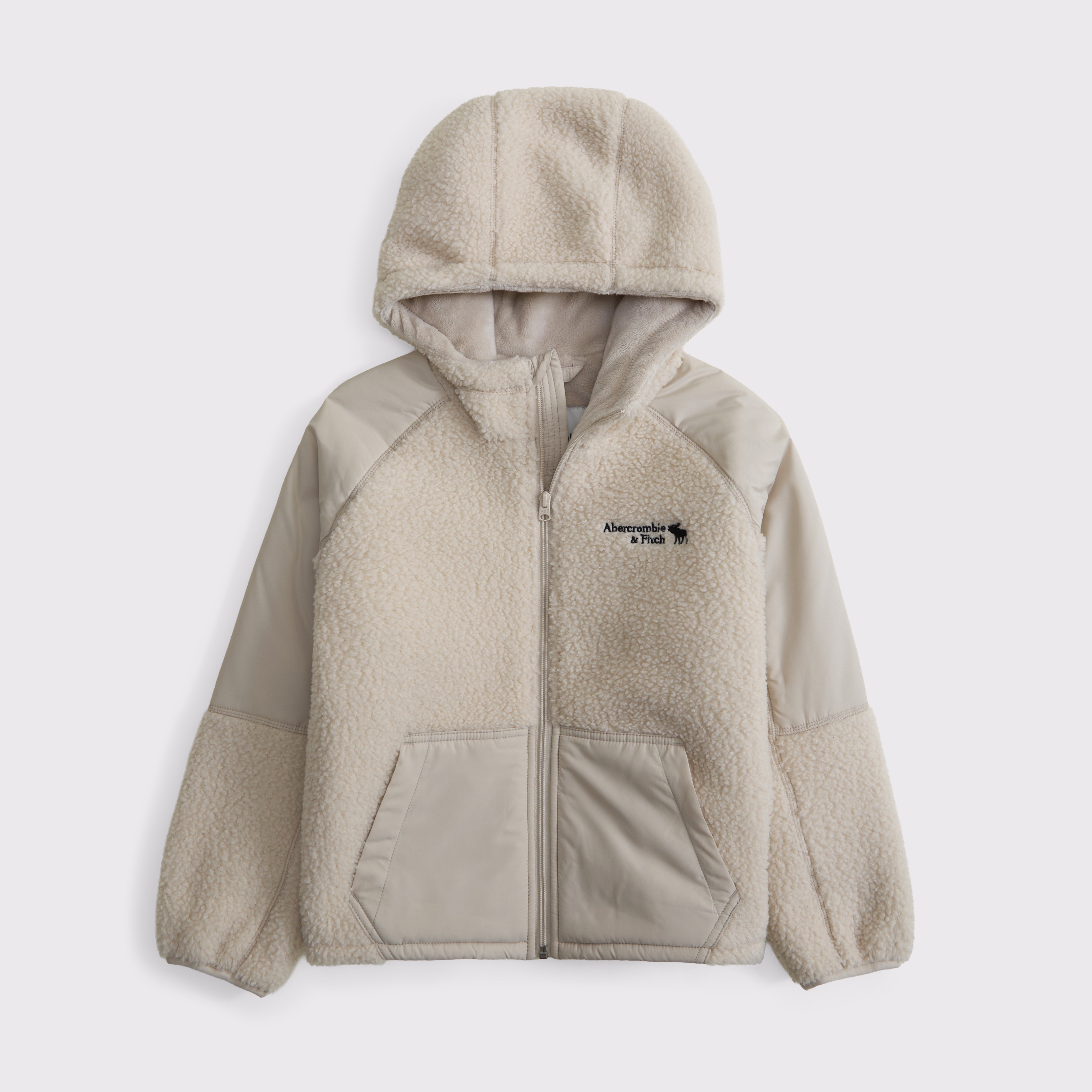 Abercrombie & Fitch Kids' Sherpa-lined Nylon Jacket In White