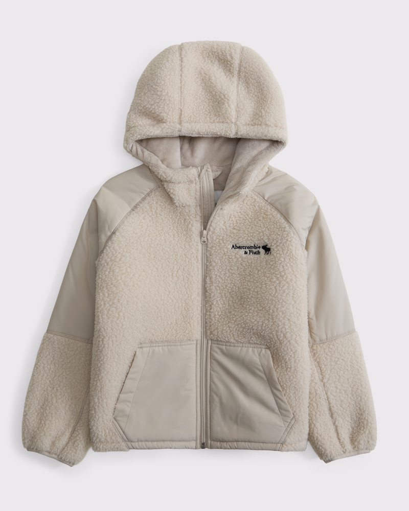 sherpa-lined nylon jacket
