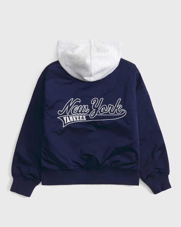 new york yankees hooded bomber jacket, Navy view 2