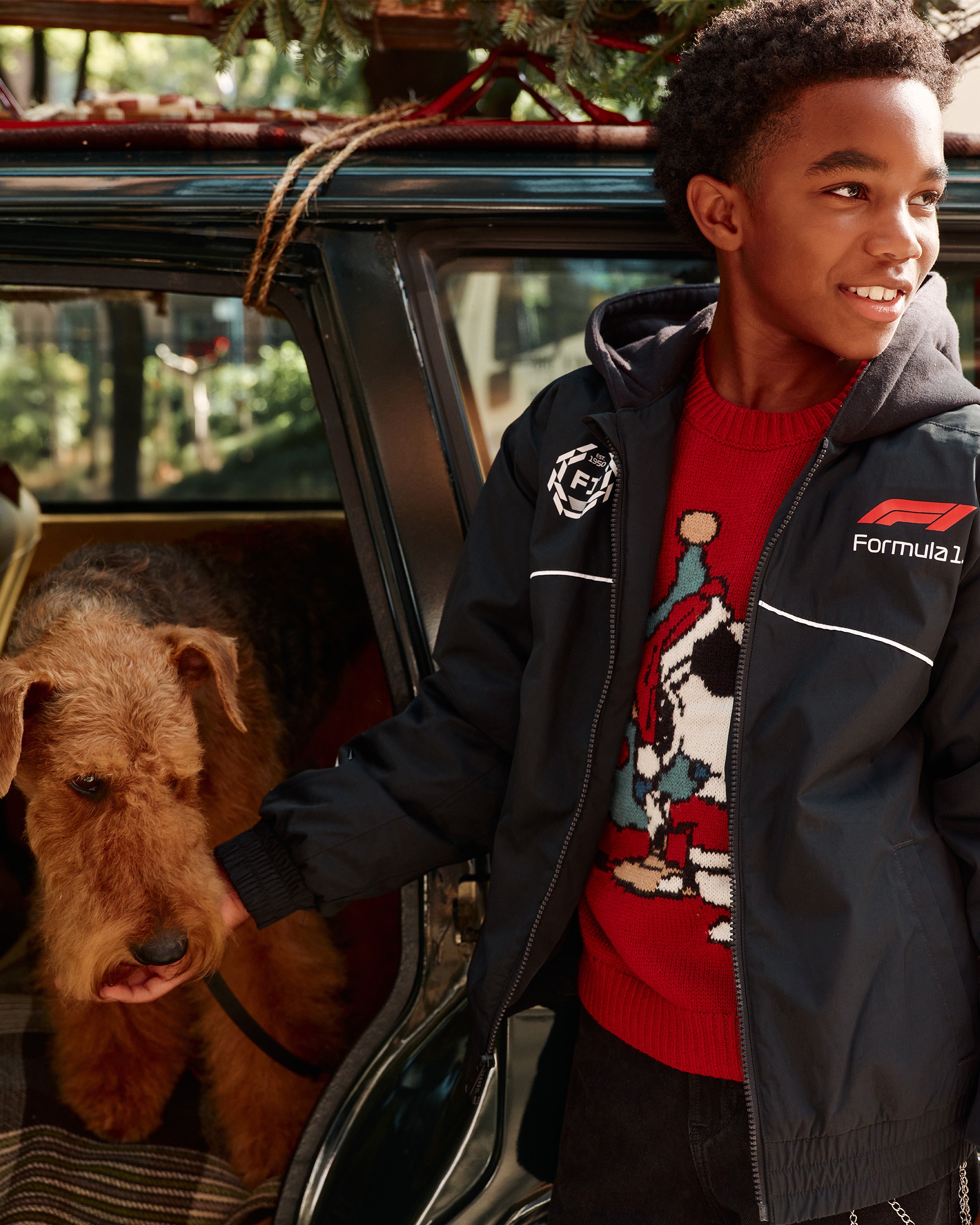 Abercrombie & Fitch Kids' F1 Racing Hooded Bomber Jacket In Black