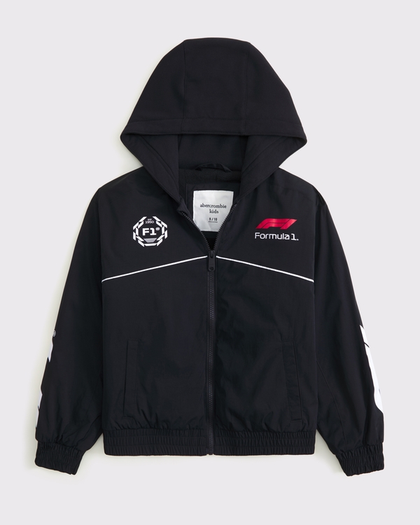 f1 racing hooded bomber jacket, Black view 2