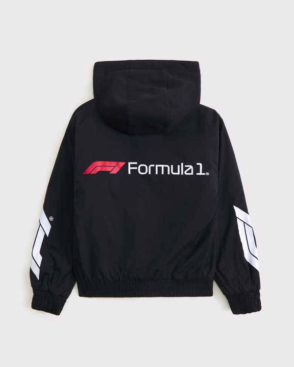 f1 racing hooded bomber jacket, Black view 2