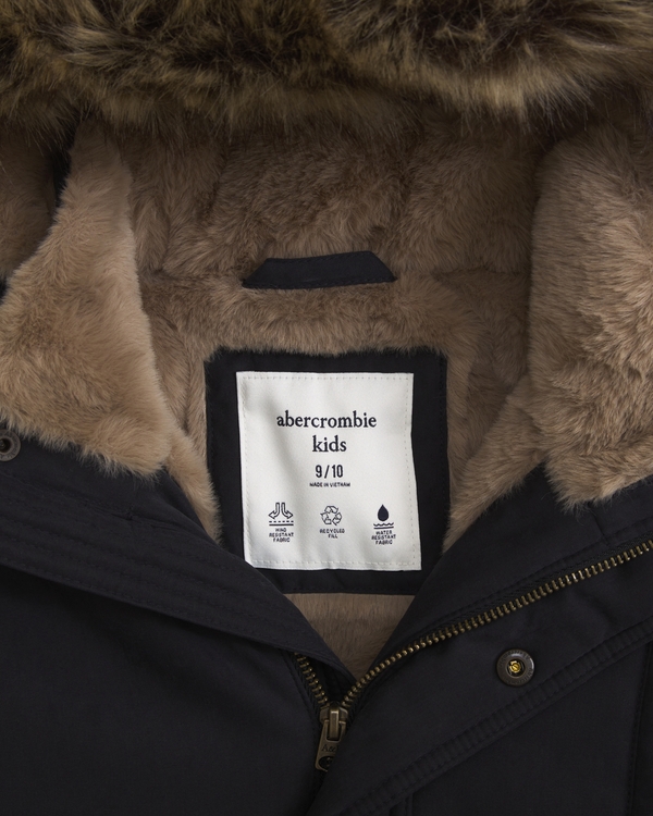hooded faux fur-trim parka, Black view 2