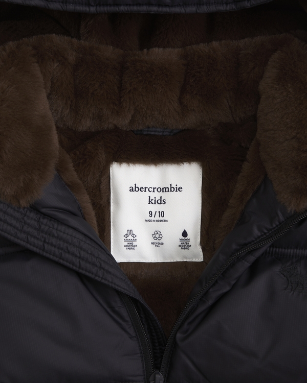 a&f ultra hooded faux fur-lined puffer jacket, Black view 2