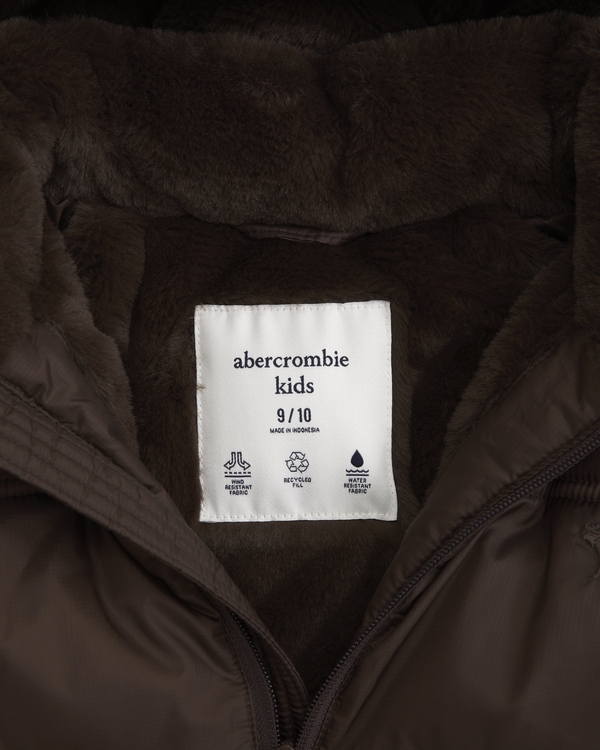 a&f ultra hooded faux fur-lined puffer jacket, Dark Brown view 2