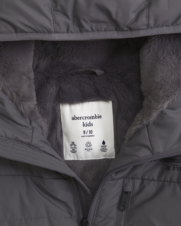 hooded faux fur-lined puffer jacket, Dark Gray view 2