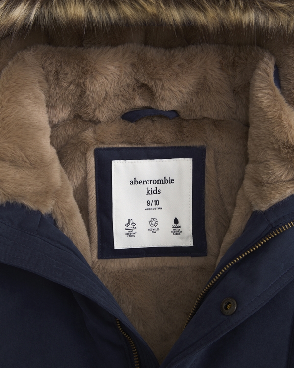 hooded faux fur-trim parka, Deep Blue view 2
