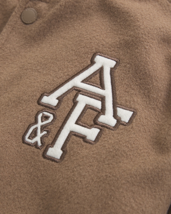 hooded logo bomber jacket, Brown view 2