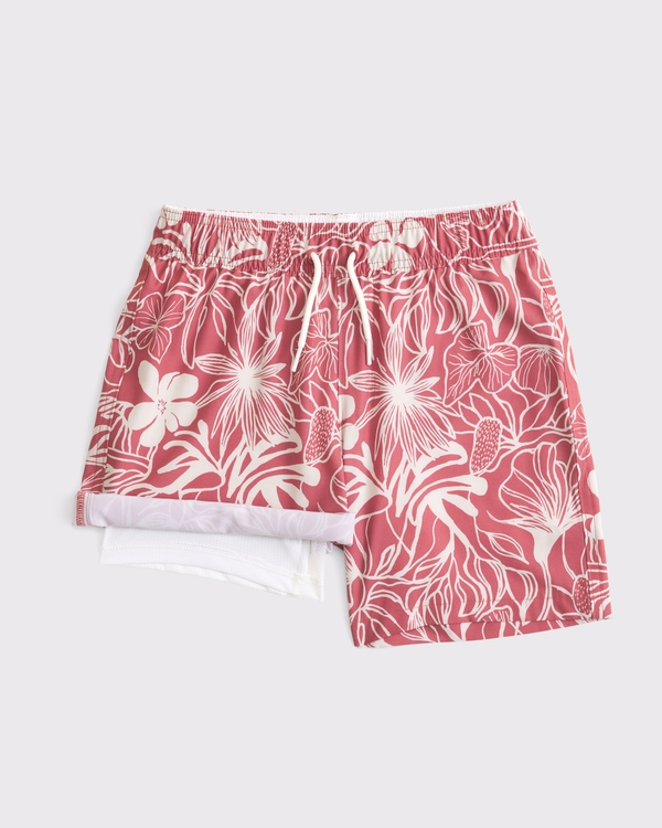 swim trunks, Red Floral view 2