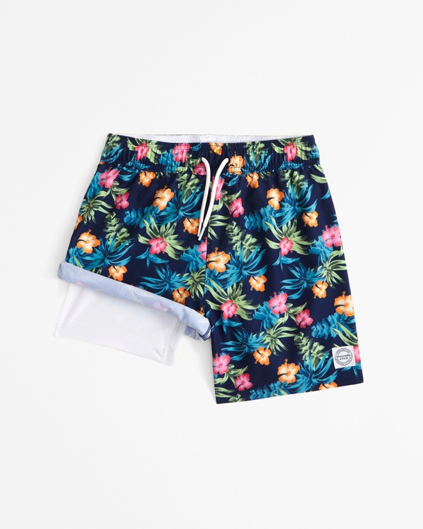 swim trunks, Navy Floral view 2