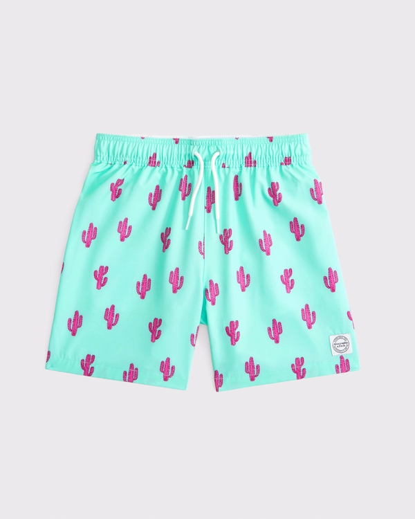 swim trunks, Green Pattern view 1