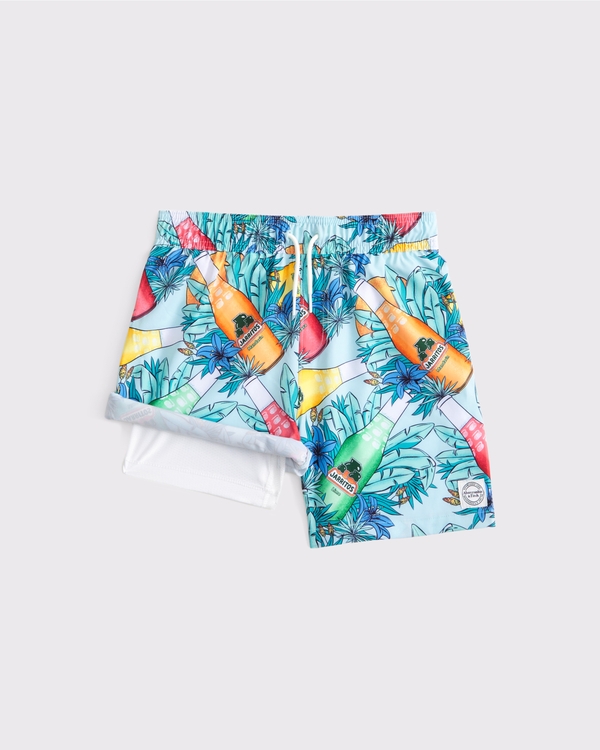 jarritos swim trunks, Light Blue Pattern view 2