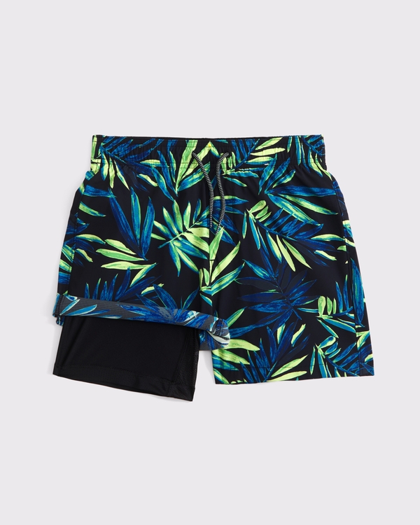 ypb swim trunks, Green And Blue Print view 2
