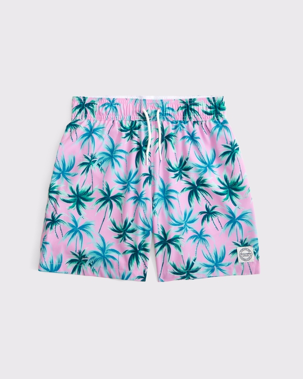 swim trunks, Pink Palm Pattern view 1