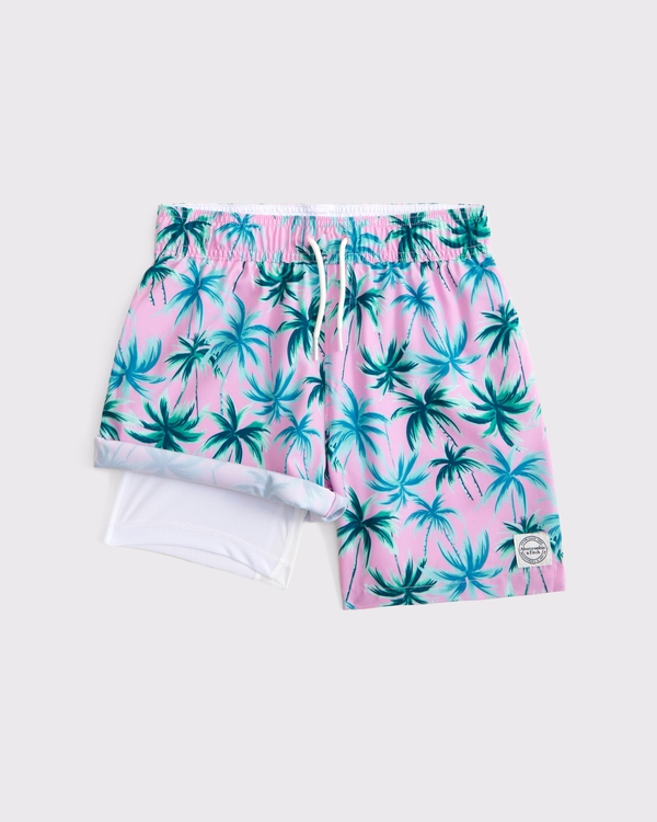 swim trunks, Pink Palm Pattern view 2