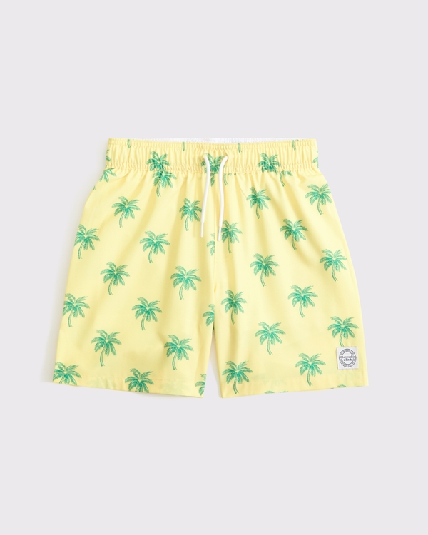 swim trunks, Yellow Palm Pattern view 1
