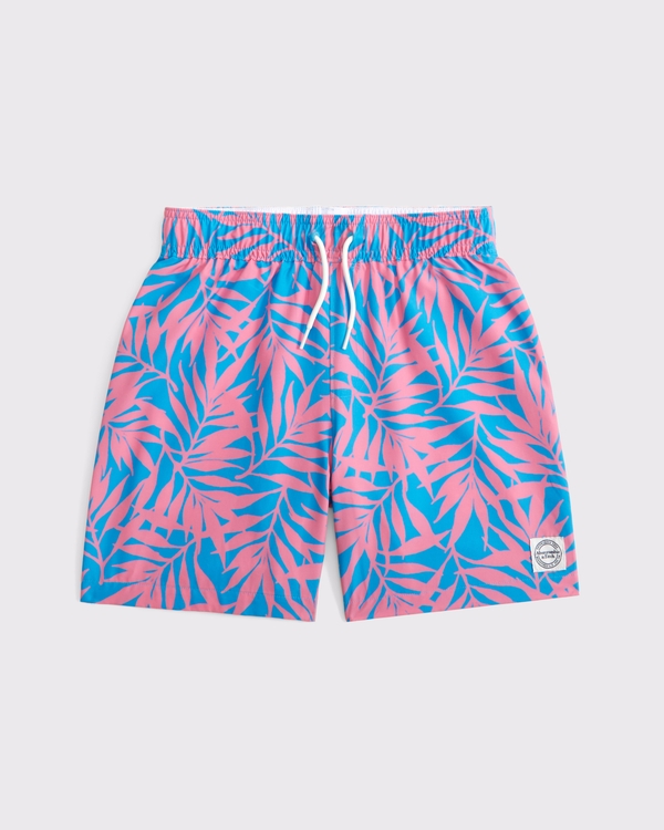 swim trunks, Blue Leaf Pattern view 1