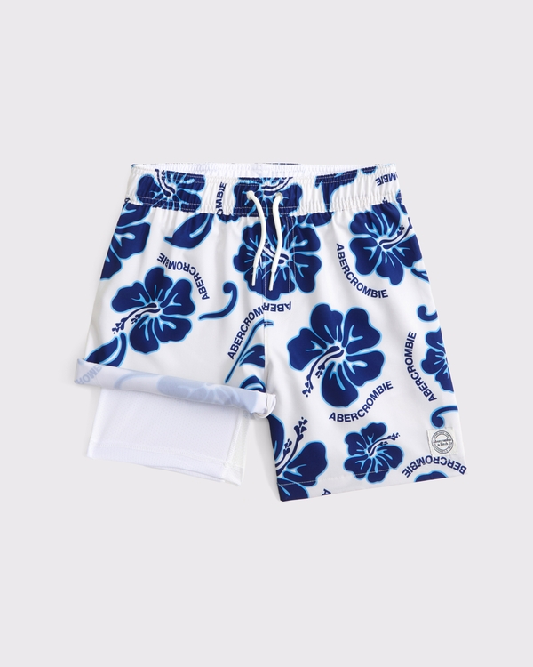 logo swim trunks, White Hibiscus view 2