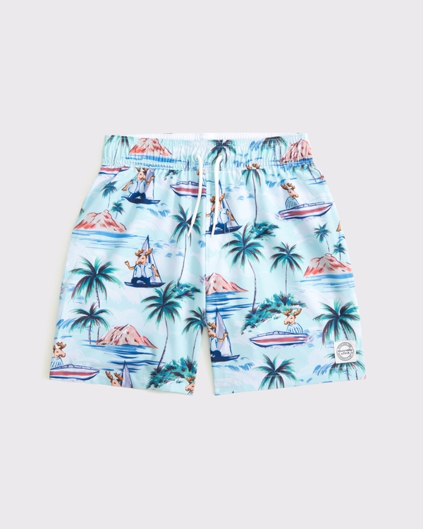 swim trunks, Blue Moose Pattern view 1
