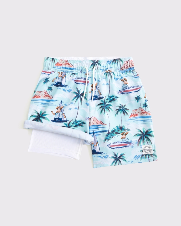 swim trunks, Blue Moose Pattern view 2