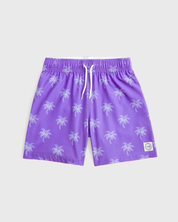 swim trunks, Purple Palm Pattern view 1
