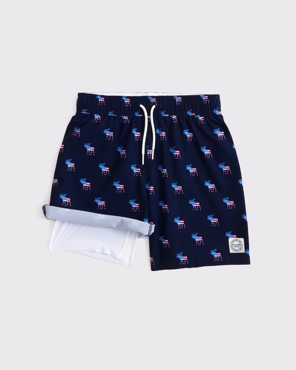 icon swim trunks, Navy Moose view 2