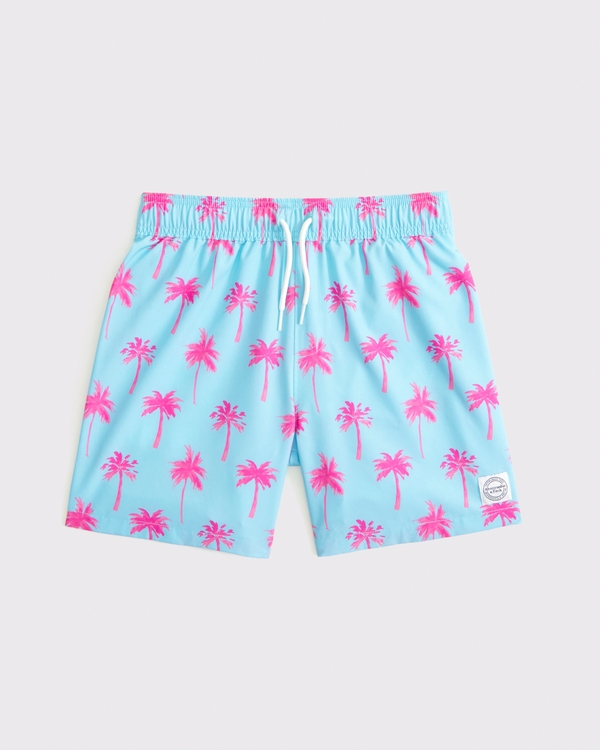 swim trunks, Blue Palm Pattern view 1