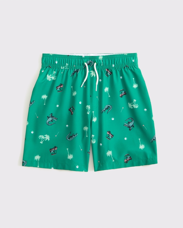 swim trunks, Green Pattern view 1