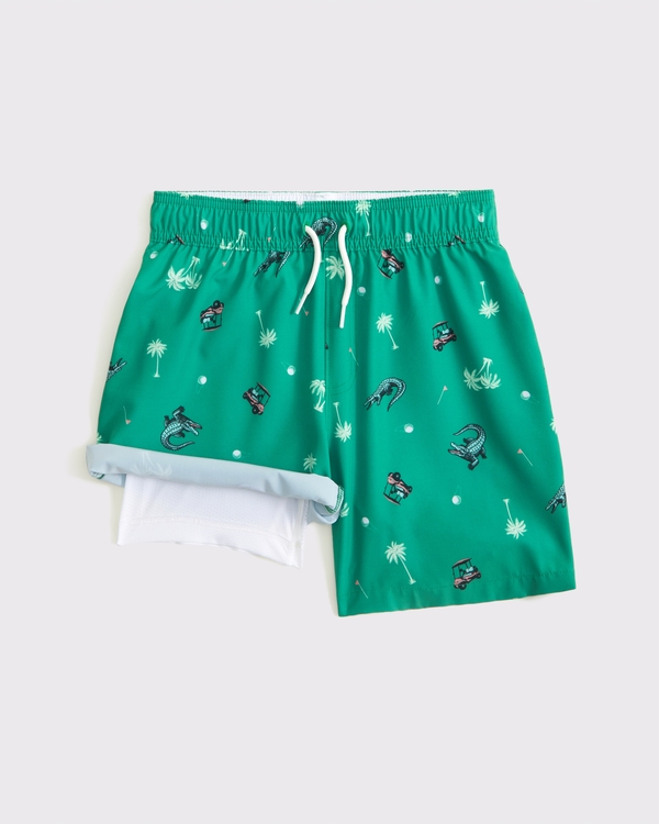 swim trunks, Green Pattern view 2
