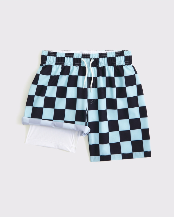 swim trunks, Light Blue Checker view 2