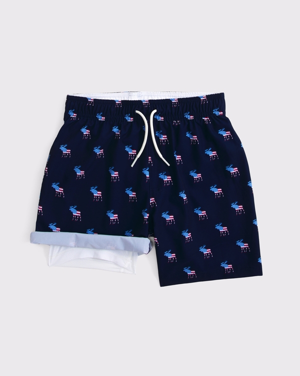 swim trunks, Navy Pattern view 2