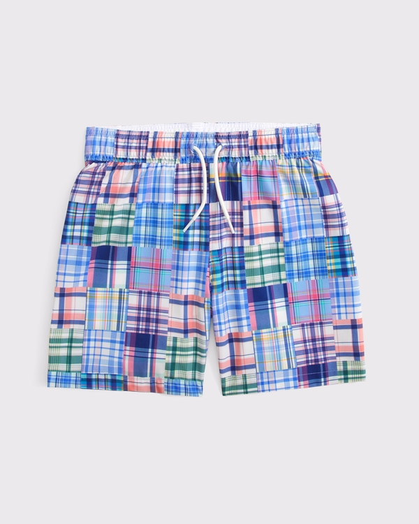 swim trunks, Blue Plaid view 1