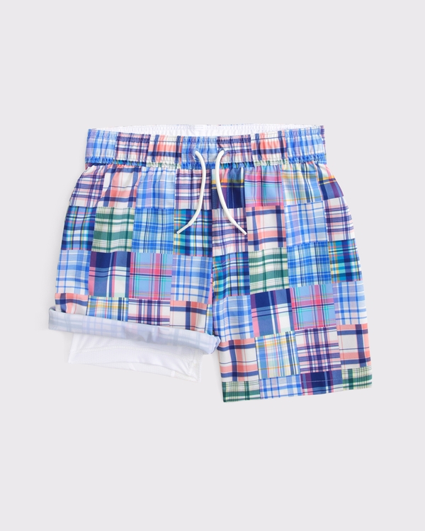 swim trunks, Blue Plaid view 2
