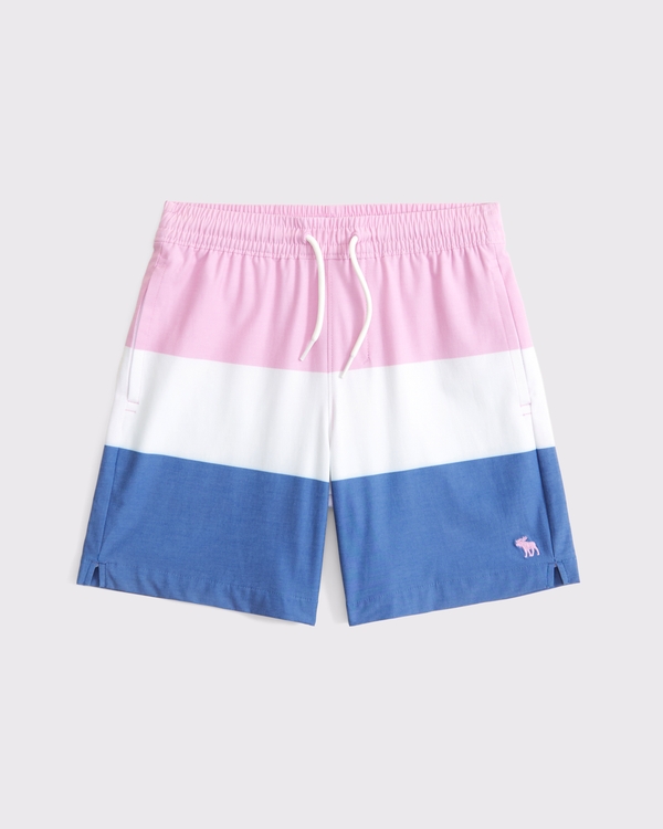 a&f hybrid swim trunks, Pink Stripe view 1