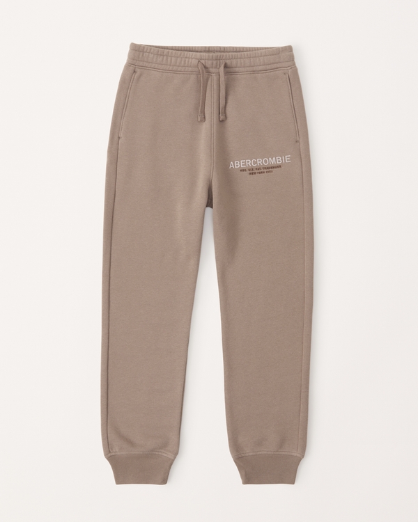 embroidered logo joggers, Light Brown
