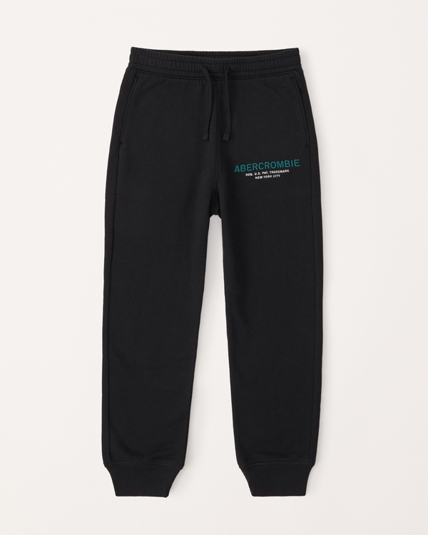 embroidered logo joggers, Black