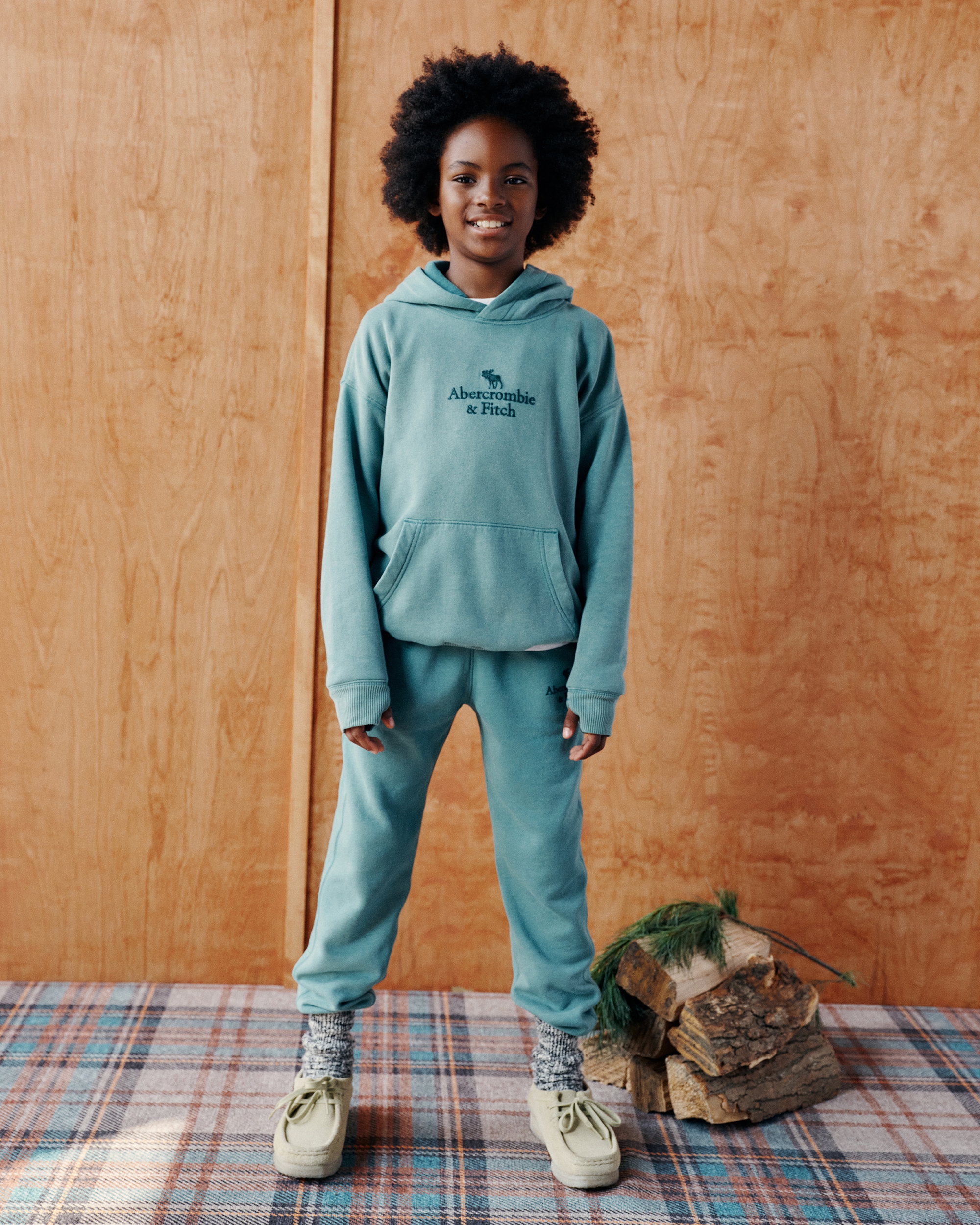 Abercrombie & Fitch Kids' Logo Joggers In Green