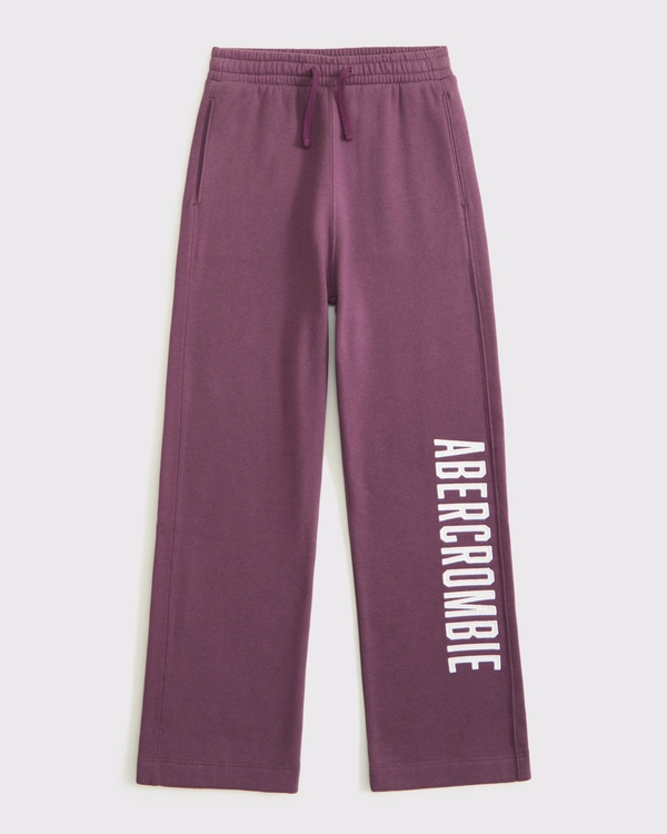 logo baggy open-hem sweatpants, Eggplant view 1