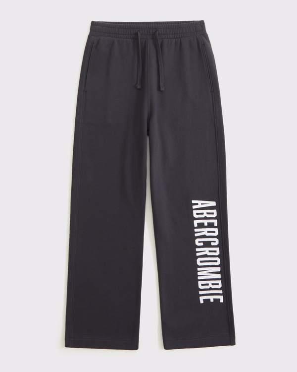 logo baggy open-hem sweatpants, Dark Gray view 1