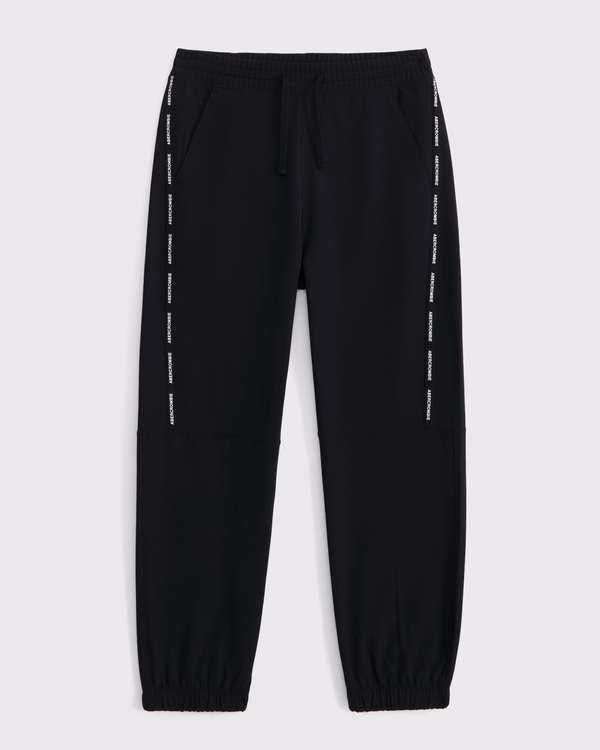 ypb cozy-lined logo tape sweatpants, Black view 1